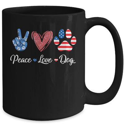 Peace Love Dog Lover American Flag Happy 4th Of July Mug | teecentury