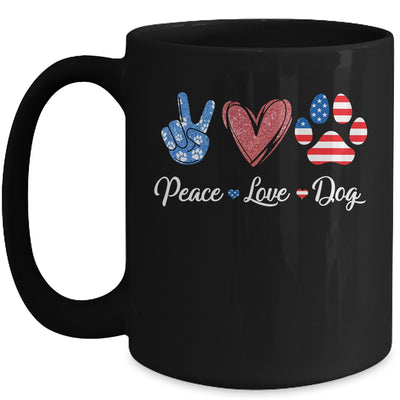 Peace Love Dog Lover American Flag Happy 4th Of July Mug | teecentury