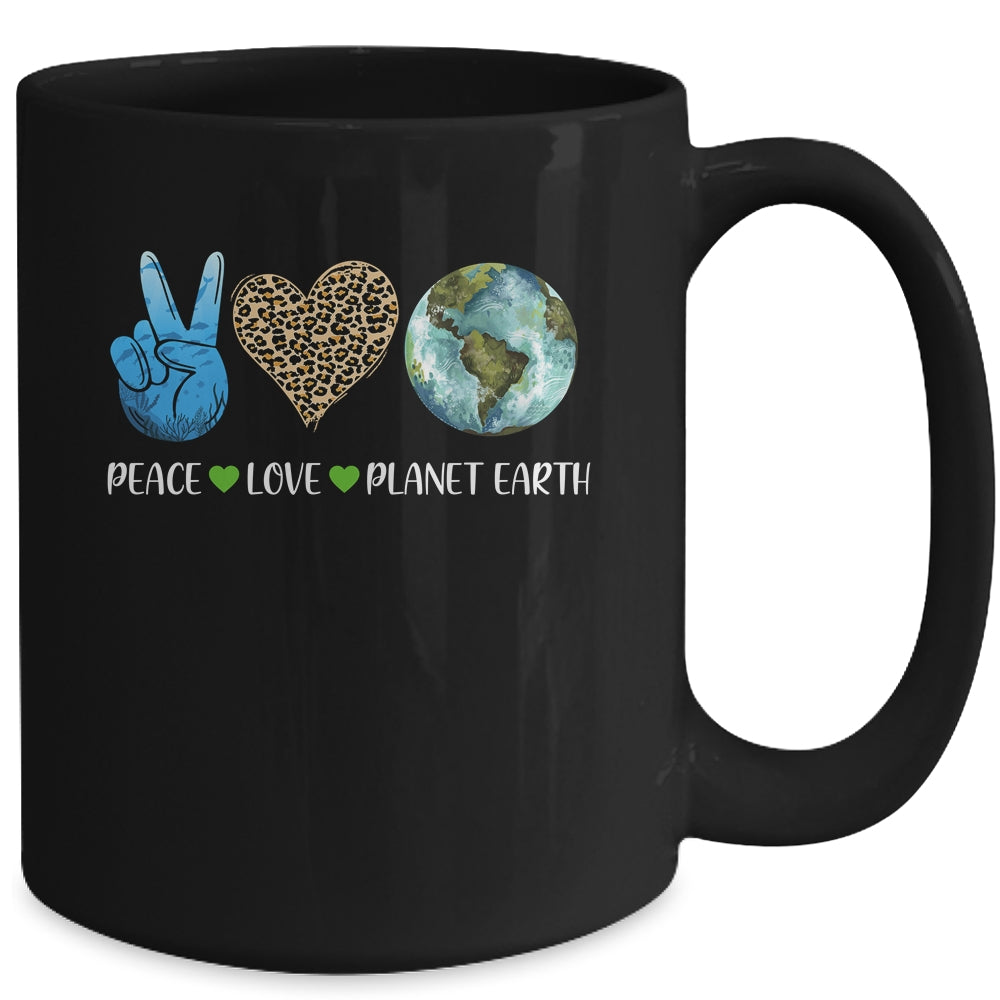 Peace Love Earth Day Leopard Mug Coffee Mug | Teecentury.com