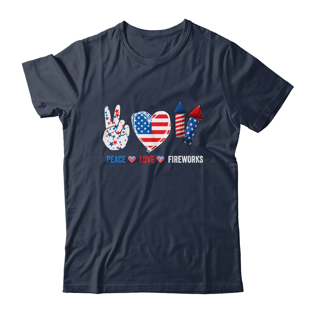 Peace Love Fireworks 4th Of July Celebration T-Shirt & Tank Top | Teecentury.com