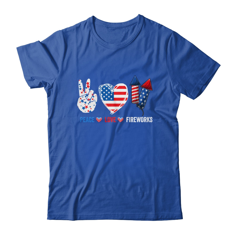 Peace Love Fireworks 4th Of July Celebration T-Shirt & Tank Top | Teecentury.com