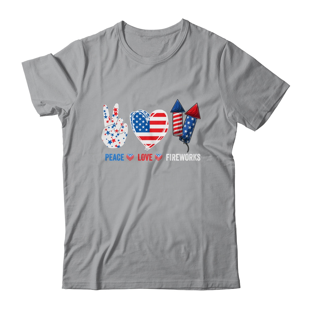 Peace Love Fireworks 4th Of July Celebration T-Shirt & Tank Top | Teecentury.com