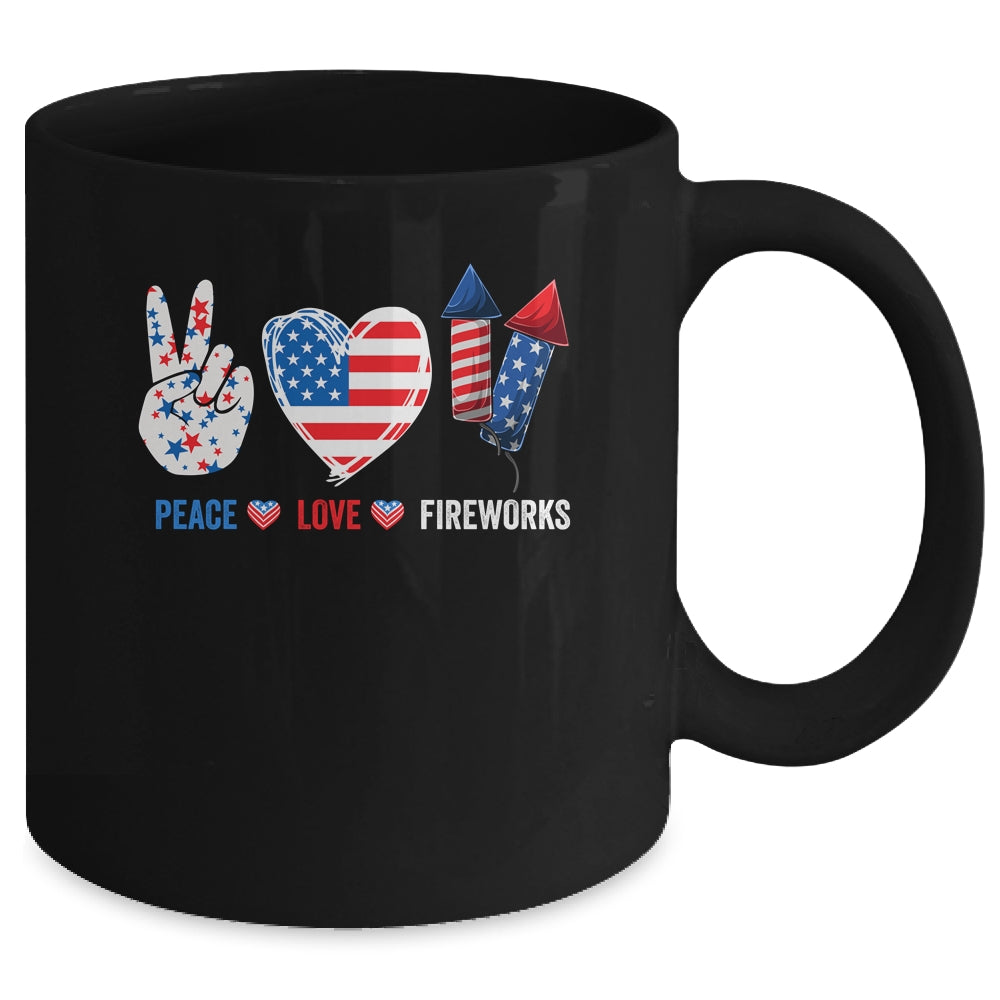 Peace Love Fireworks 4th Of July Celebration Mug Coffee Mug | Teecentury.com