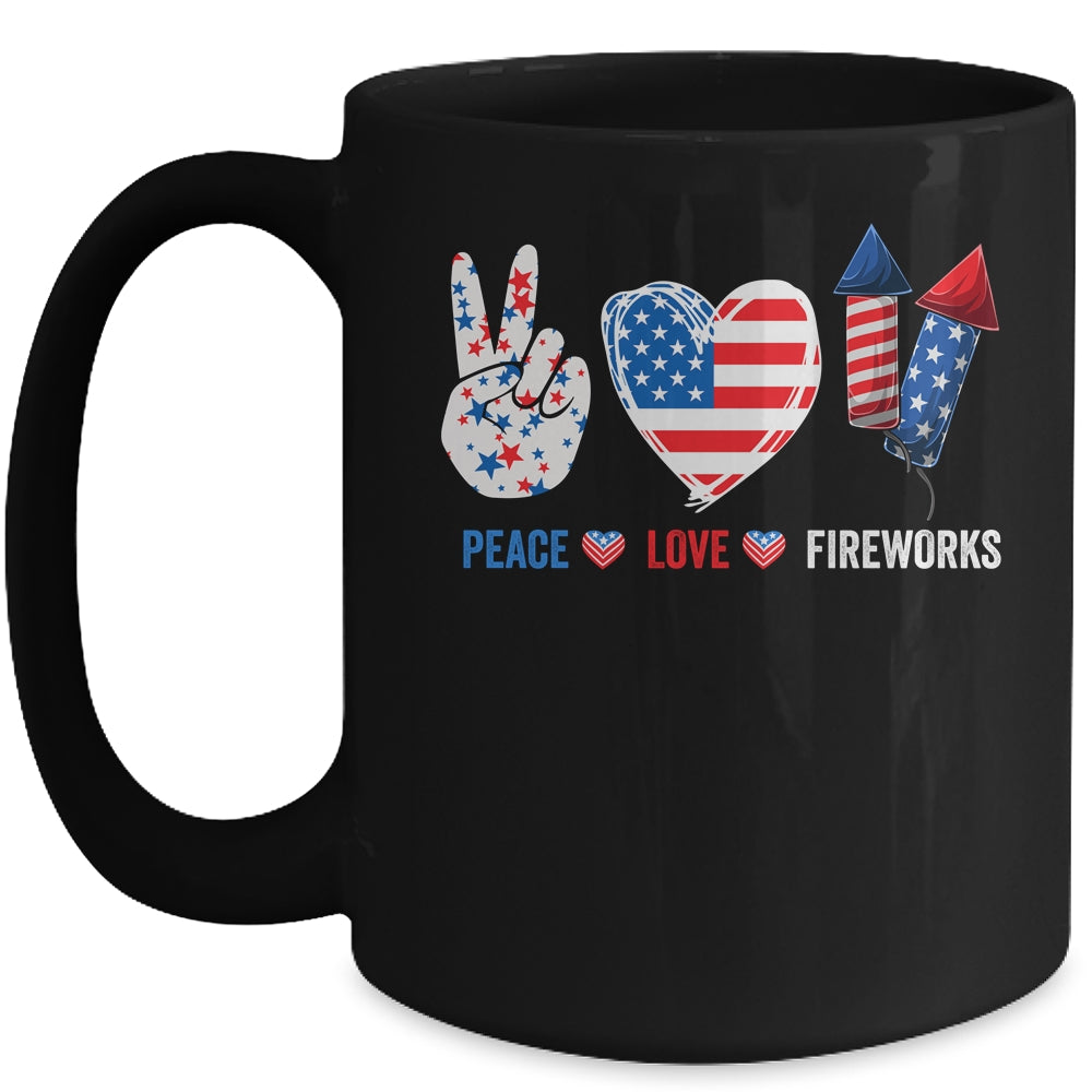 Peace Love Fireworks 4th Of July Celebration Mug Coffee Mug | Teecentury.com