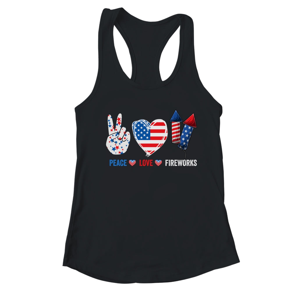 Peace Love Fireworks 4th Of July Celebration T-Shirt & Tank Top | Teecentury.com