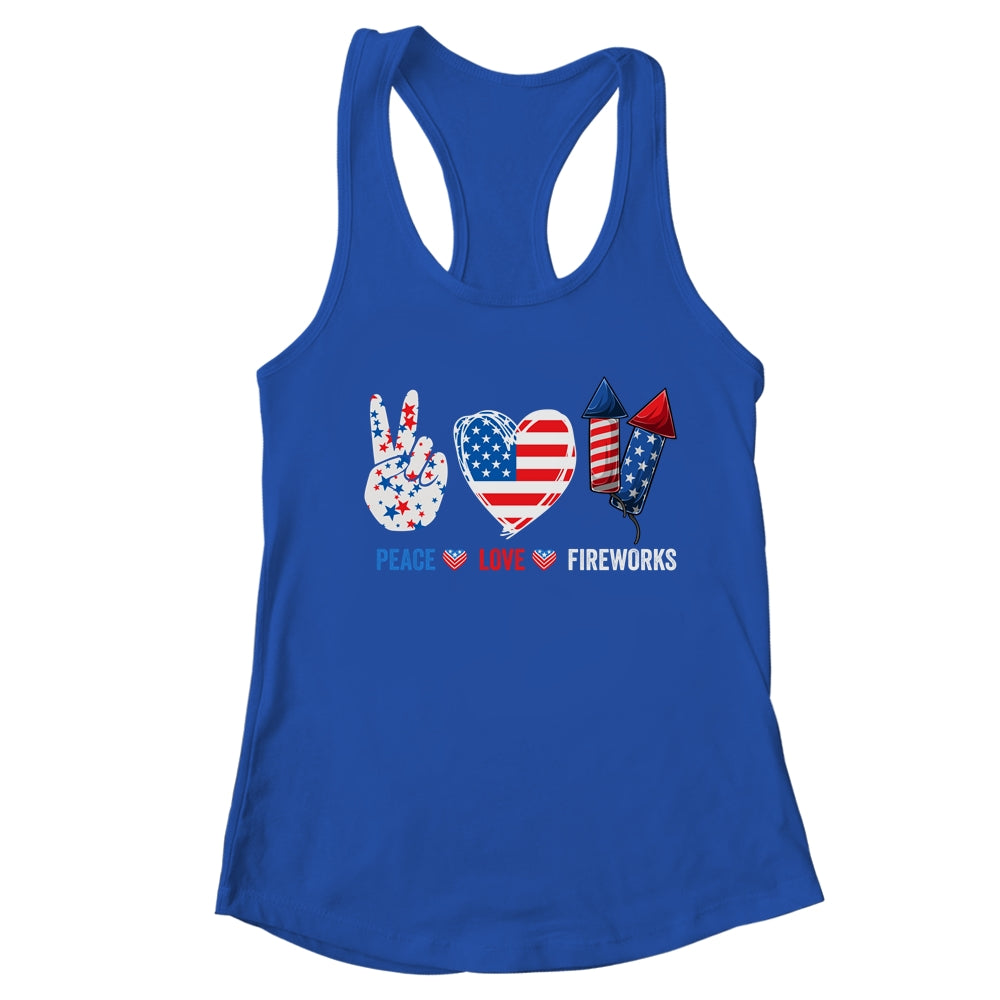 Peace Love Fireworks 4th Of July Celebration T-Shirt & Tank Top | Teecentury.com
