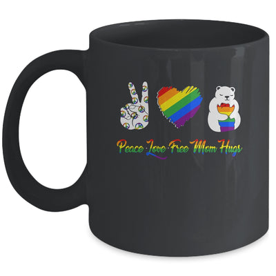 Peace Love Free Mom Hugs Bear Pride LGBT Mug Coffee Mug | Teecentury.com