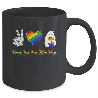 Peace Love Free Mom Hugs Bear Pride LGBT Mug Coffee Mug | Teecentury.com