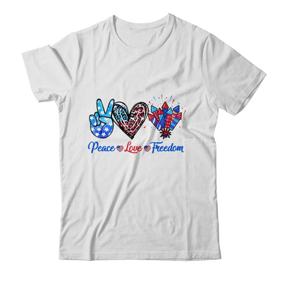 Peace Love Freedom 4th Of July Us Flag Fireworks Shirt & Tank Top | teecentury