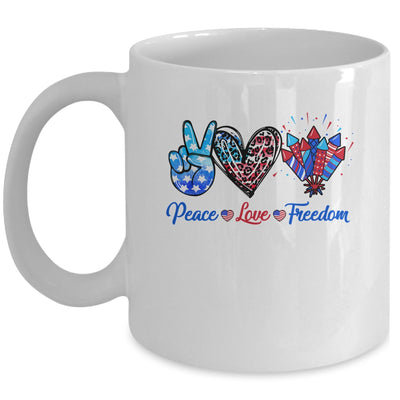 Peace Love Freedom 4th Of July Us Flag Fireworks Mug | teecentury