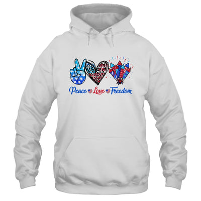 Peace Love Freedom 4th Of July Us Flag Fireworks Shirt & Tank Top | teecentury