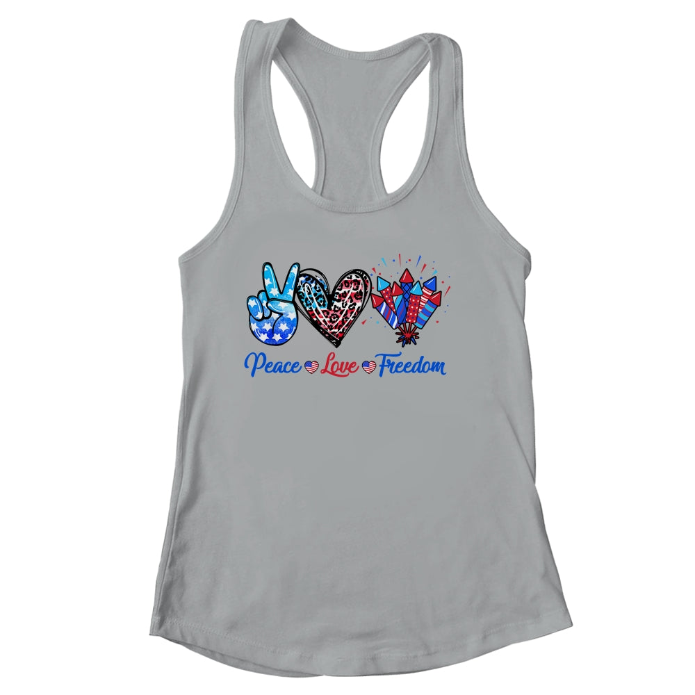 Peace Love Freedom 4th Of July Us Flag Fireworks Shirt & Tank Top | teecentury