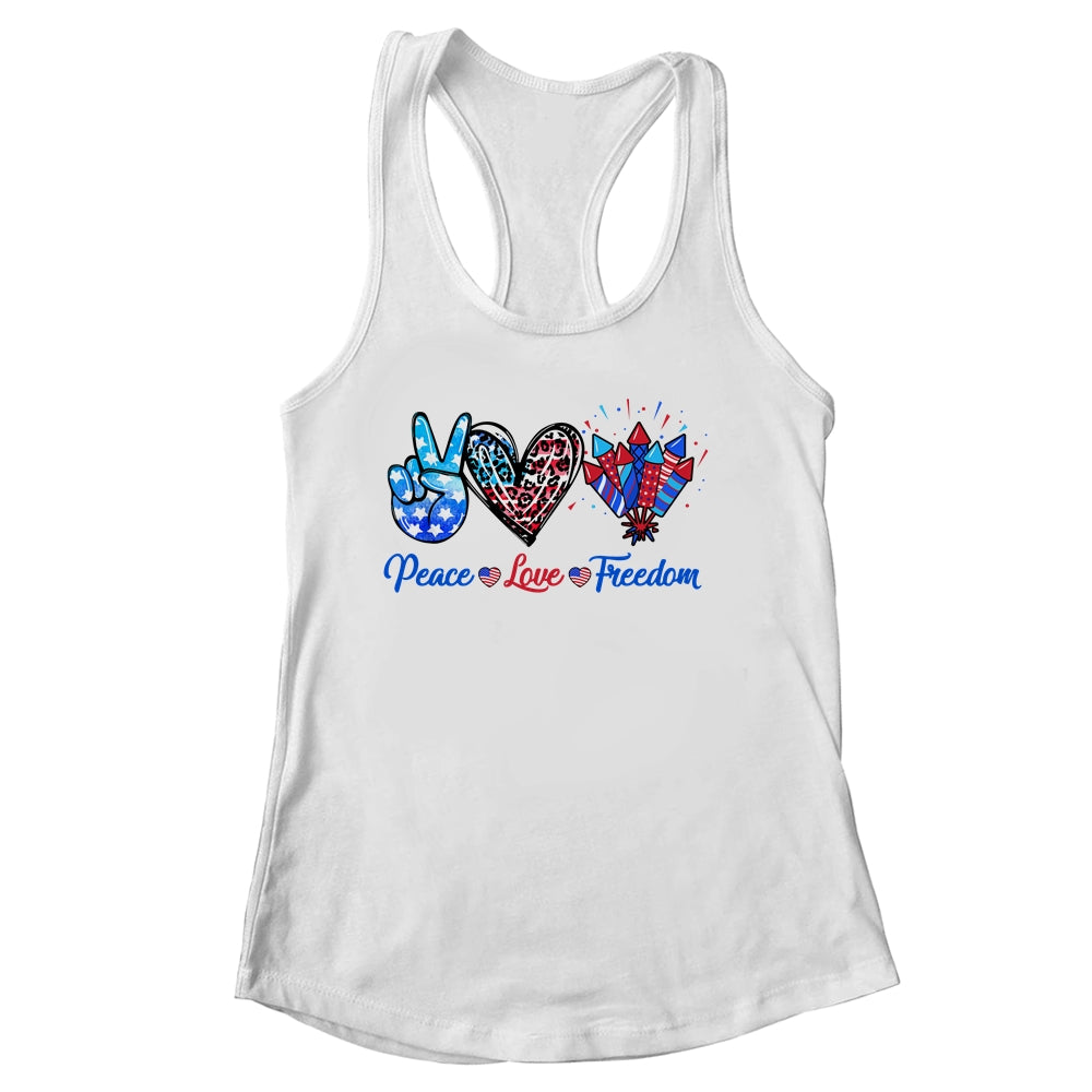 Peace Love Freedom 4th Of July Us Flag Fireworks Shirt & Tank Top | teecentury