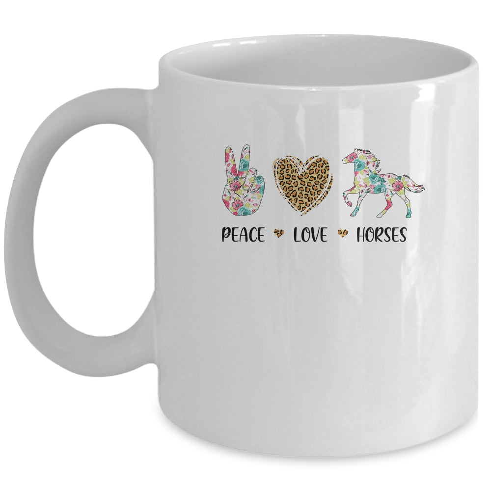 Peace Love Horses Cute Horse Graphic for Women Teen Girls Mug Coffee Mug | Teecentury.com