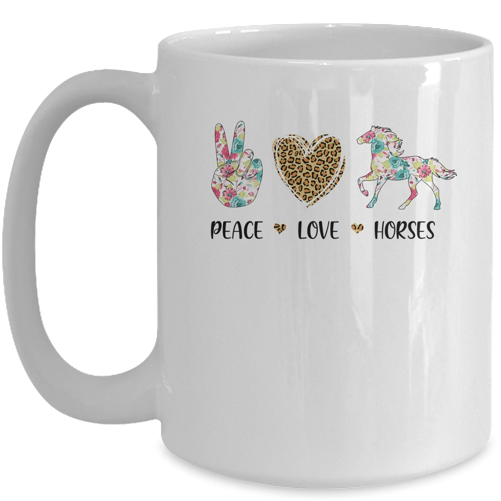 Peace Love Horses Cute Horse Graphic for Women Teen Girls Mug Coffee Mug | Teecentury.com