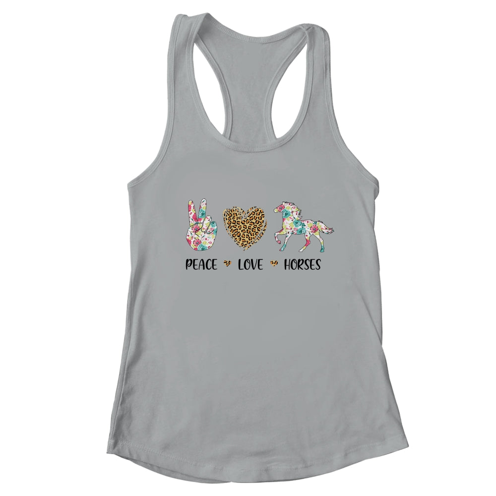 Peace Love Horses Cute Horse Graphic for Women Teen Girls T-Shirt & Tank Top | Teecentury.com