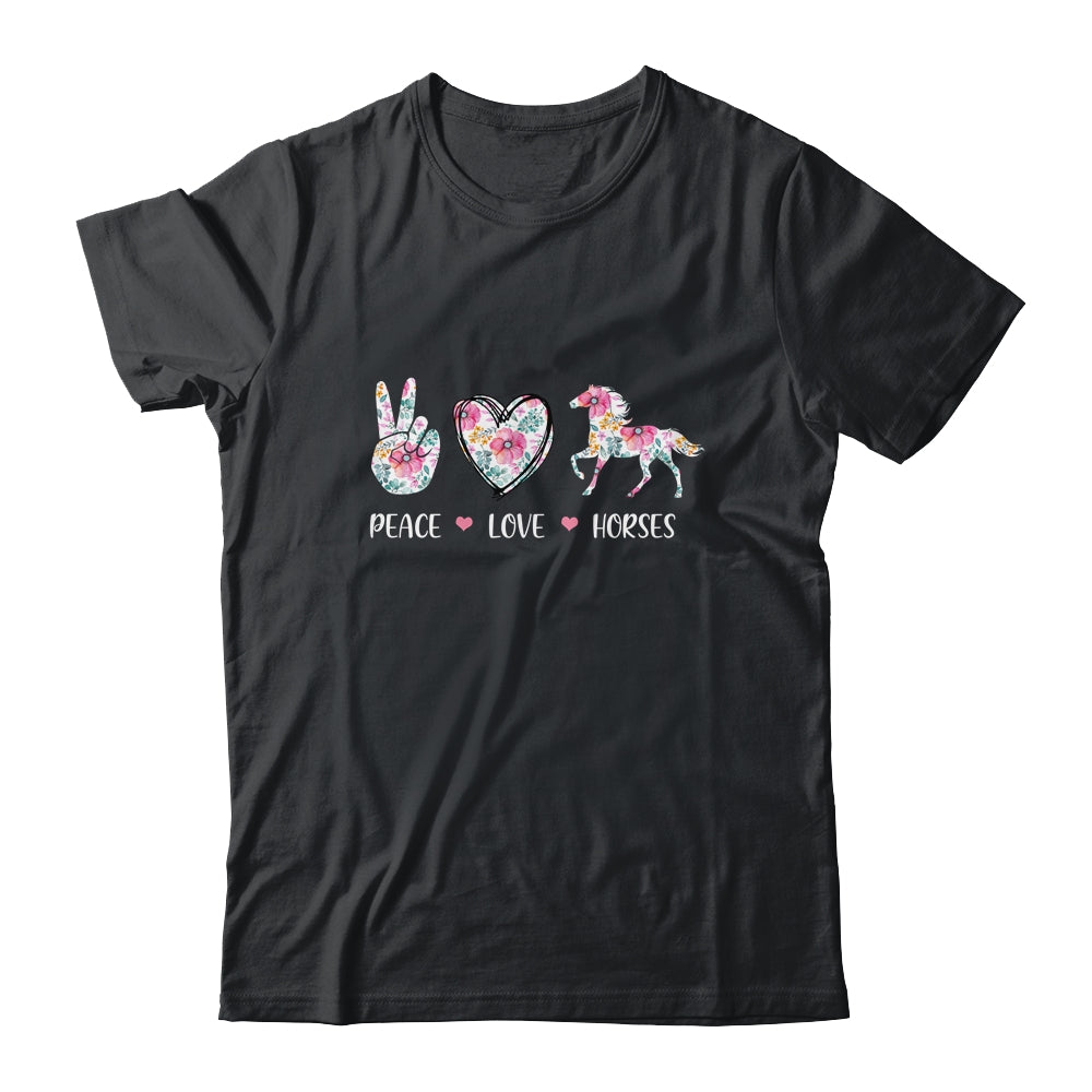 Peace Love Horses Cute Horse Lover Women Teen Girls T-Shirt & Tank Top | Teecentury.com