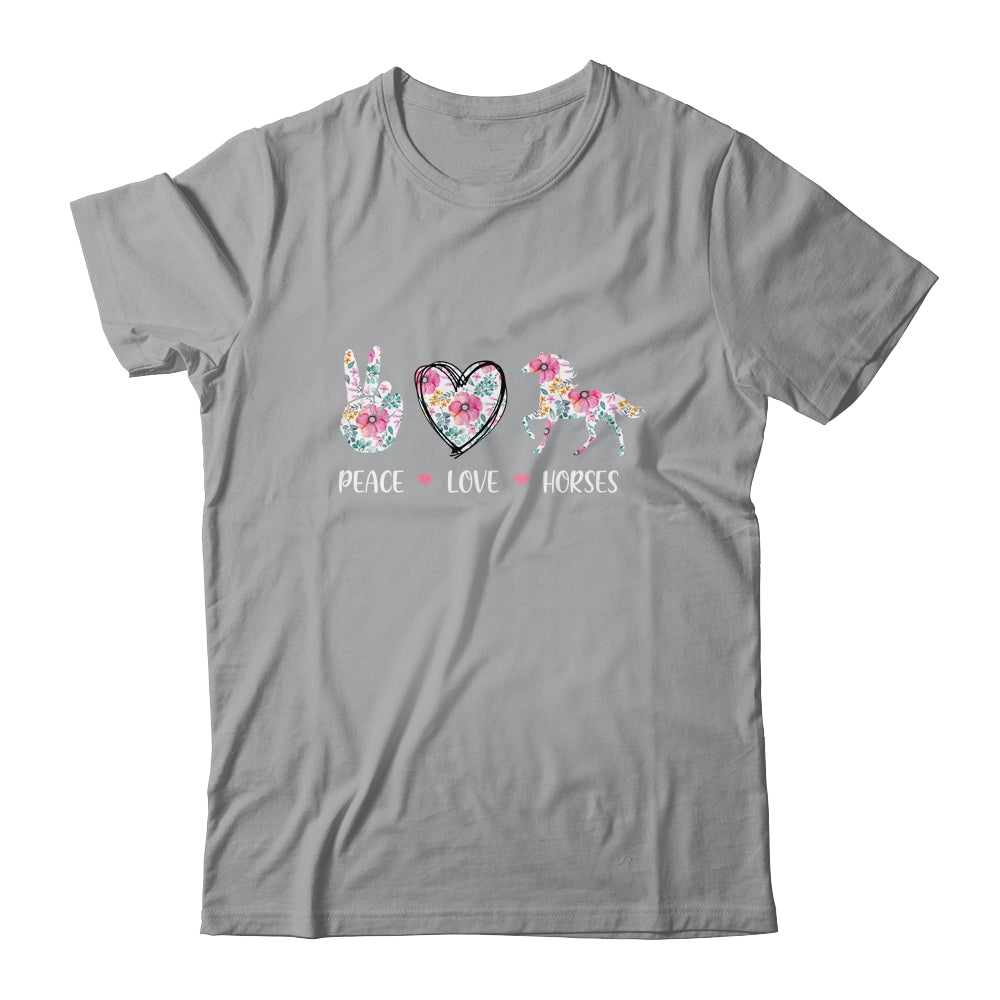 Peace Love Horses Cute Horse Lover Women Teen Girls T-Shirt & Tank Top | Teecentury.com