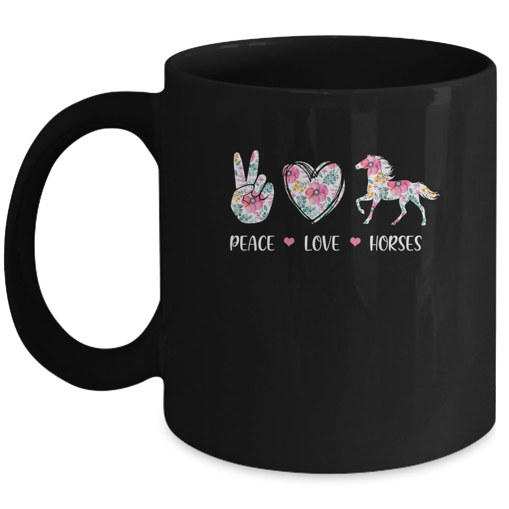 Peace Love Horses Cute Horse Lover Women Teen Girls Mug Coffee Mug | Teecentury.com