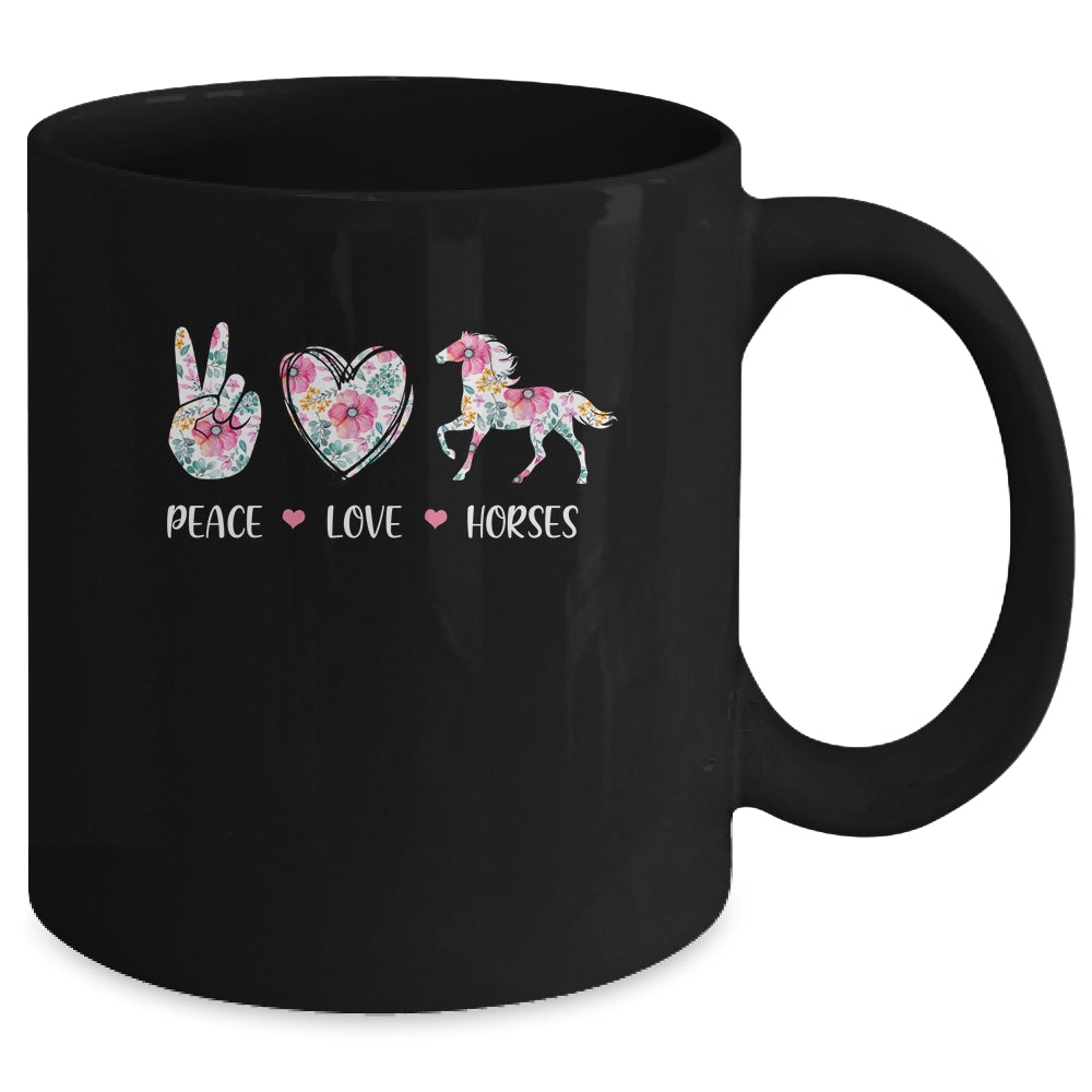 Peace Love Horses Cute Horse Lover Women Teen Girls Mug Coffee Mug | Teecentury.com