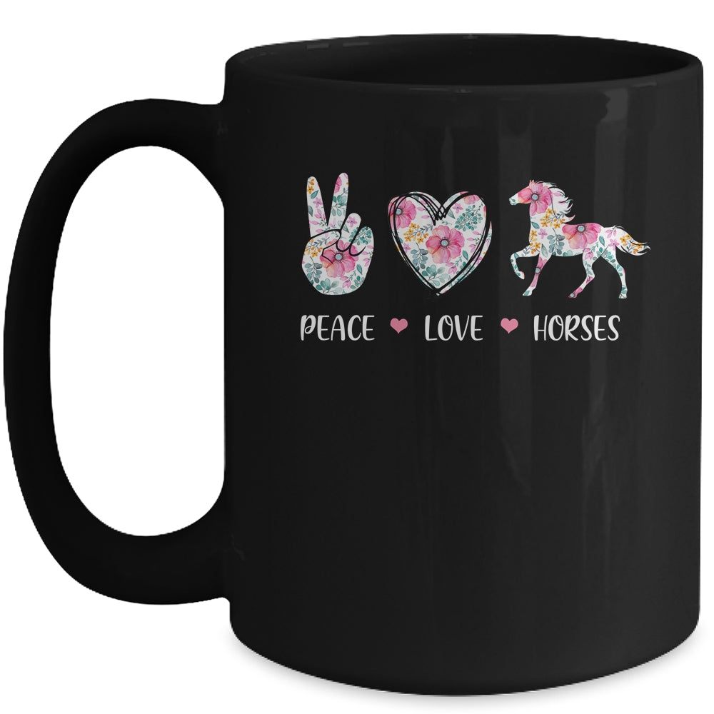 Peace Love Horses Cute Horse Lover Women Teen Girls Mug Coffee Mug | Teecentury.com