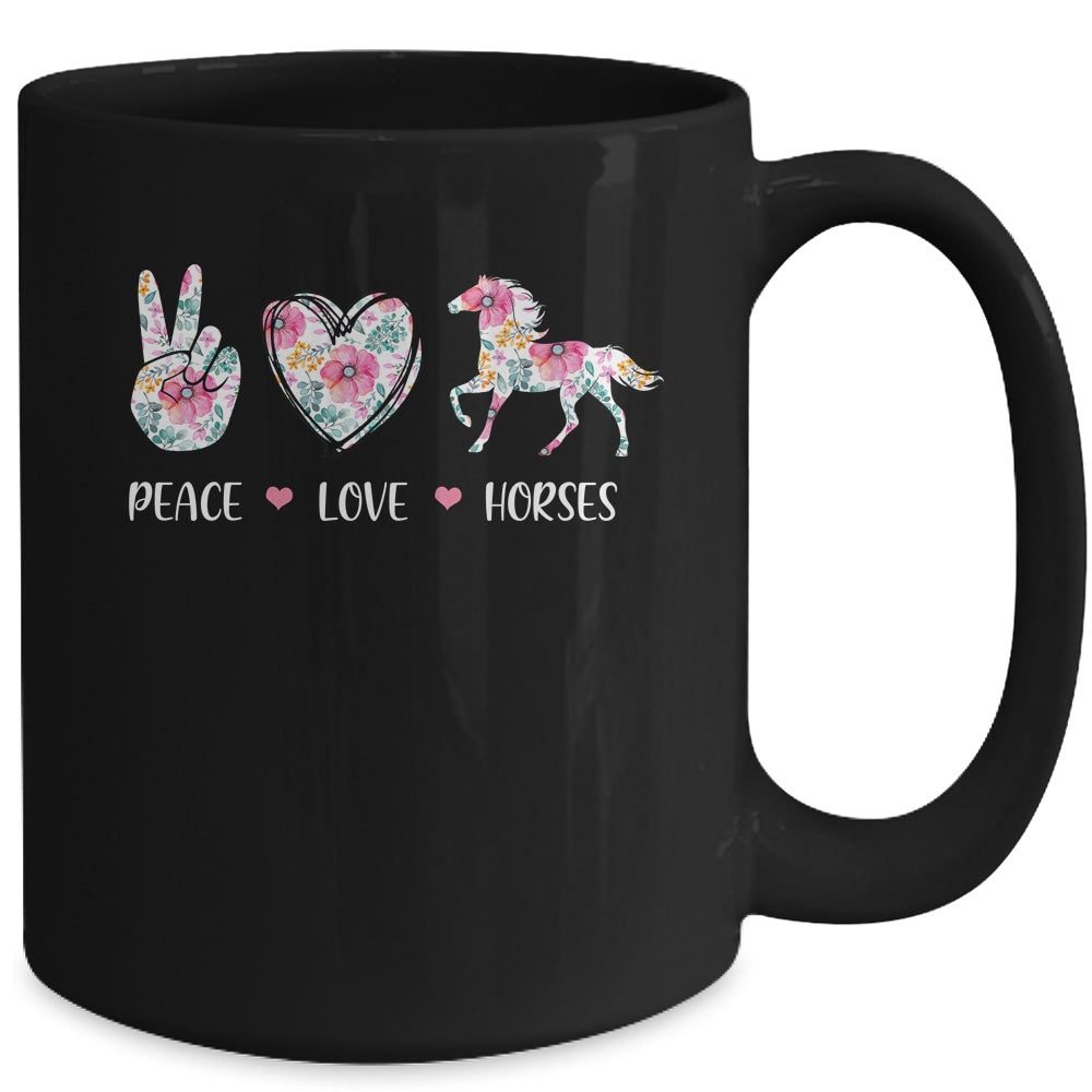 Peace Love Horses Cute Horse Lover Women Teen Girls Mug Coffee Mug | Teecentury.com