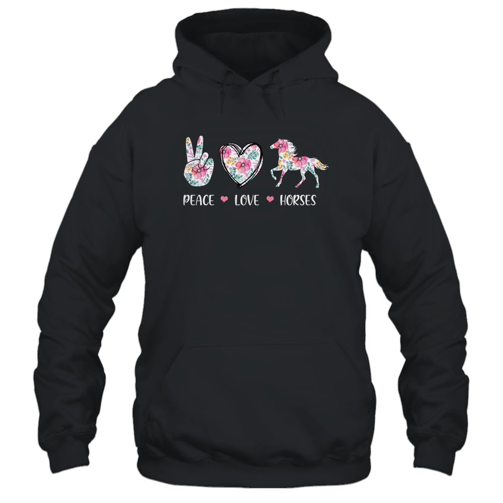 Peace Love Horses Cute Horse Lover Women Teen Girls T-Shirt & Tank Top | Teecentury.com