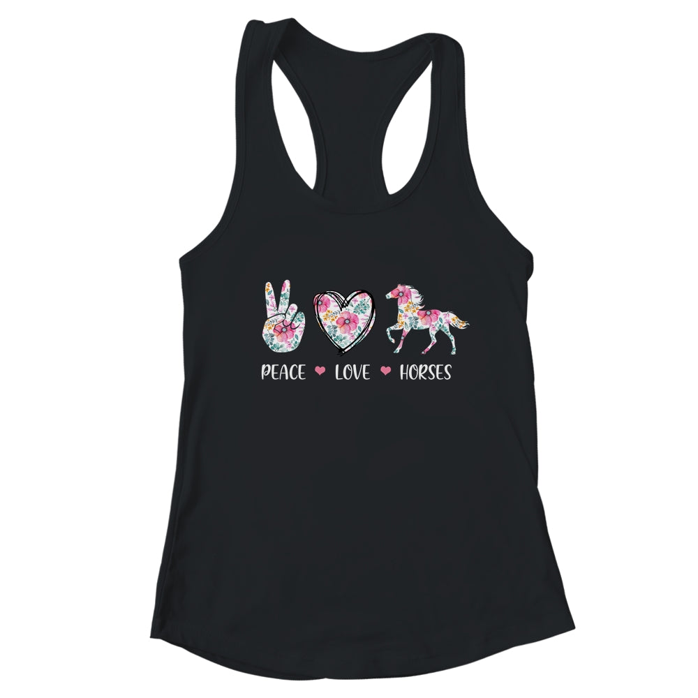 Peace Love Horses Cute Horse Lover Women Teen Girls T-Shirt & Tank Top | Teecentury.com