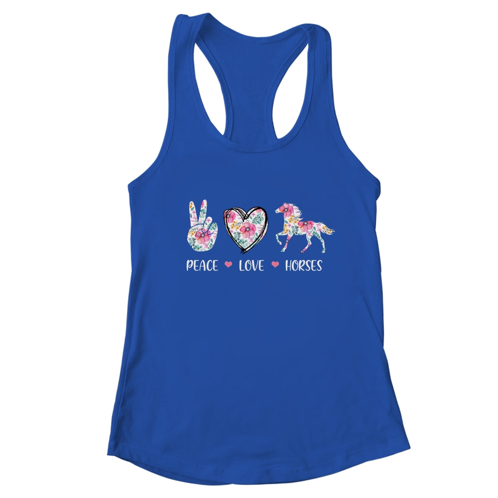 Peace Love Horses Cute Horse Lover Women Teen Girls T-Shirt & Tank Top | Teecentury.com