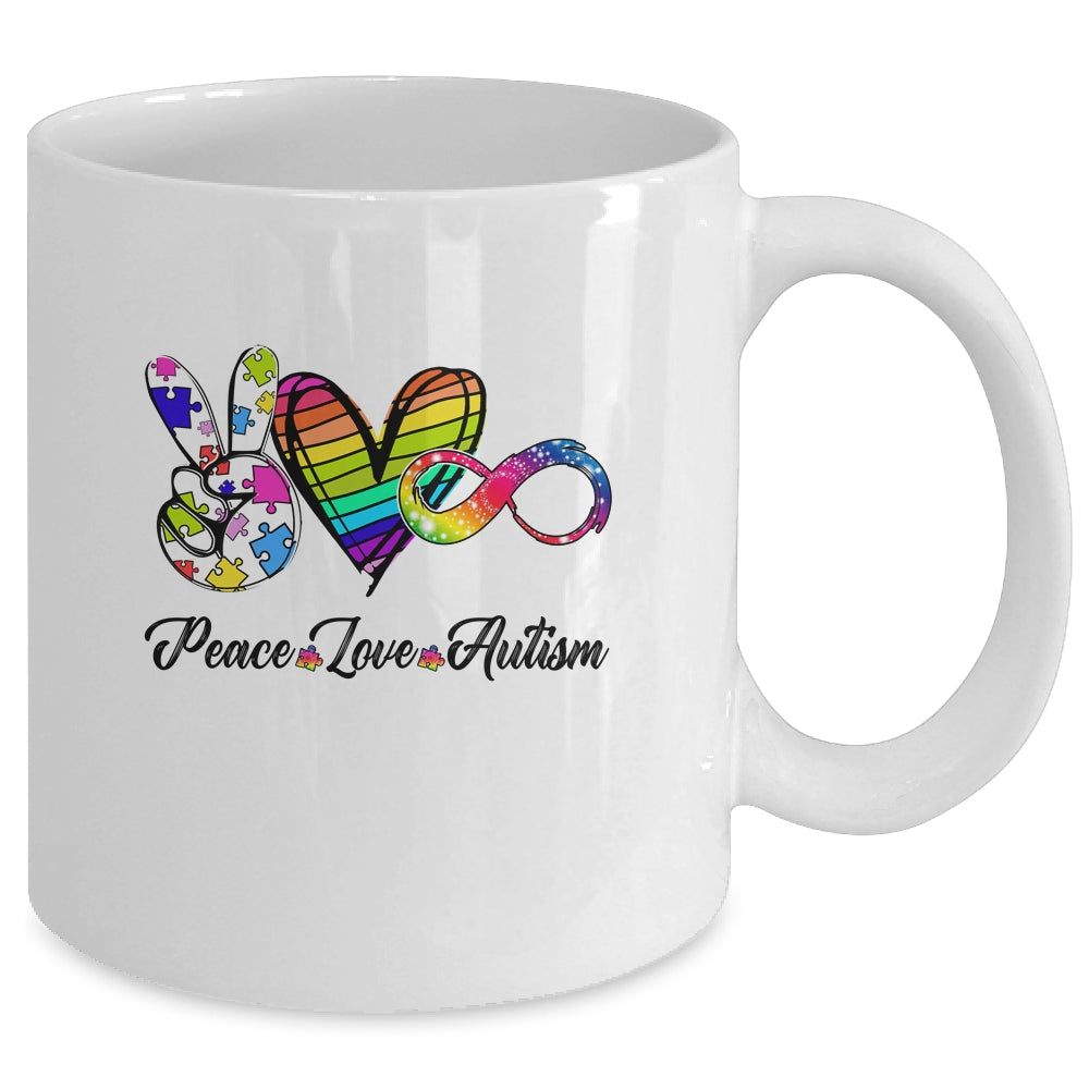 Peace Love Infinity Symbol Cute Autism Awareness Mug | teecentury
