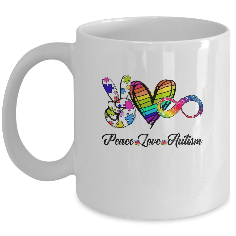 Peace Love Infinity Symbol Cute Autism Awareness Mug | teecentury