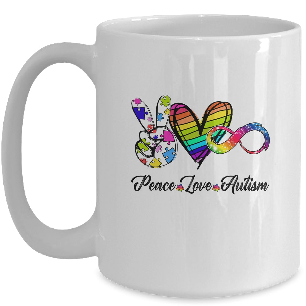 Peace Love Infinity Symbol Cute Autism Awareness Mug | teecentury