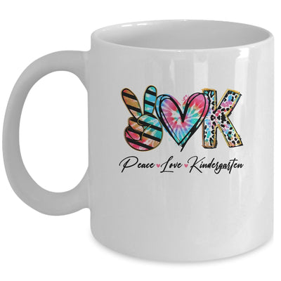 Peace Love Kindergarten Teacher Team Women Tie Dye Mug | teecentury