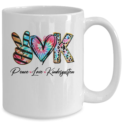 Peace Love Kindergarten Teacher Team Women Tie Dye Mug | teecentury