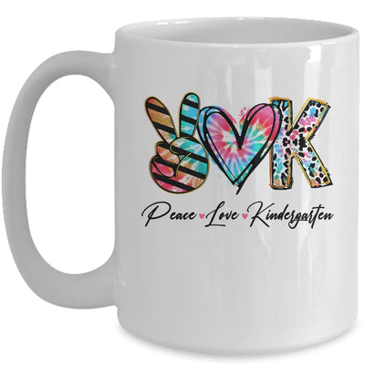 Peace Love Kindergarten Teacher Team Women Tie Dye Mug | teecentury