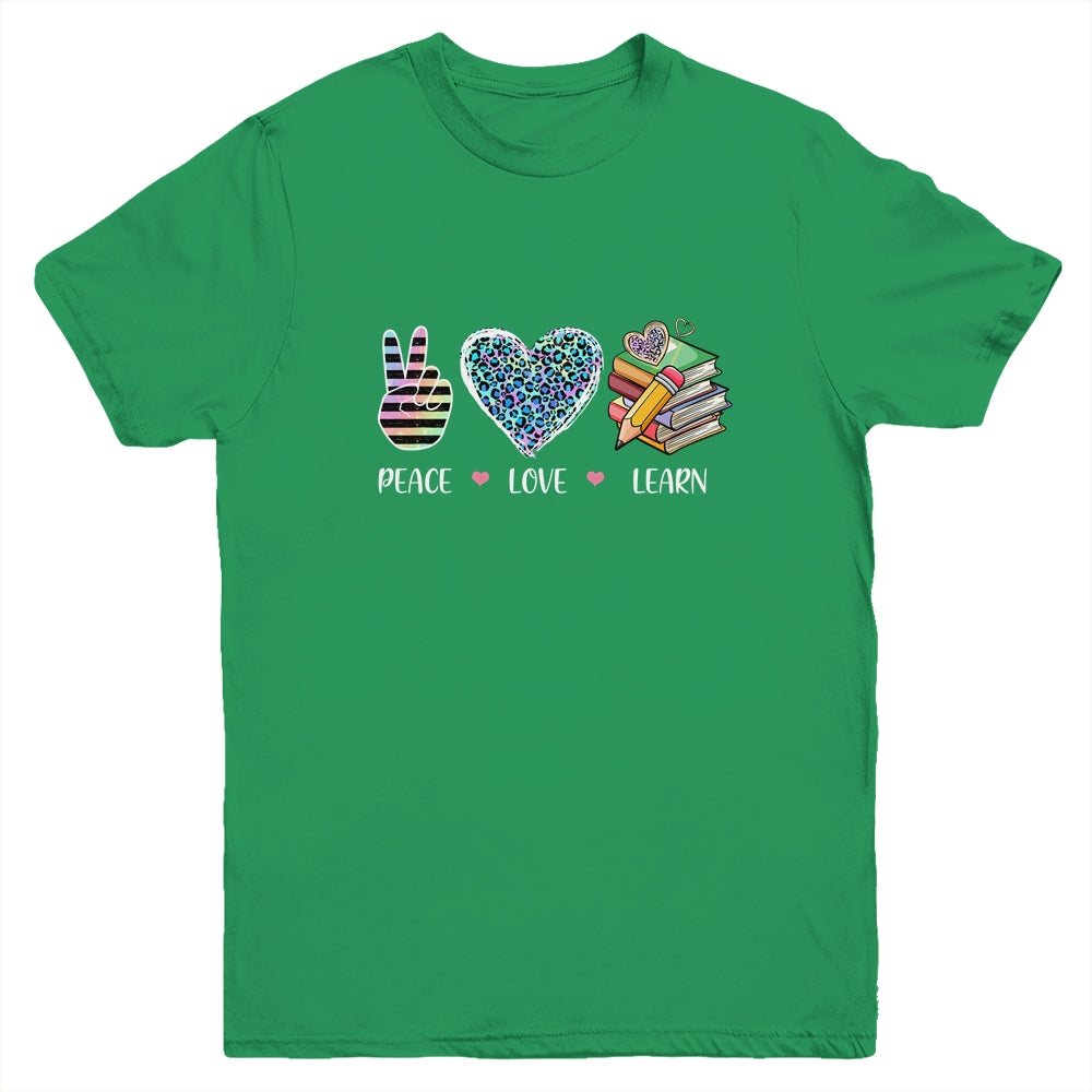 Peace Love Learn Cute Teacher Student First Of School Women Youth Youth Shirt | Teecentury.com