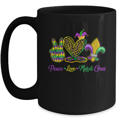 Peace Love Mardi Gras Beads For Women Carnival Parade Mug | teecentury