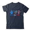 Peace Love Music US Flag 4th Of July Music Teacher Patriotic Shirt & Tank Top | teecentury