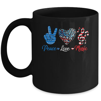 Peace Love Music US Flag 4th Of July Music Teacher Patriotic Mug | teecentury
