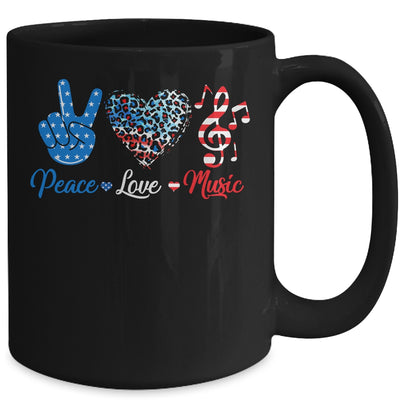 Peace Love Music US Flag 4th Of July Music Teacher Patriotic Mug | teecentury
