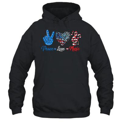 Peace Love Music US Flag 4th Of July Music Teacher Patriotic Shirt & Tank Top | teecentury