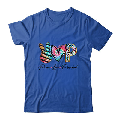 Peace Love Preschool Teacher Team Women Tie Dye Shirt & Hoodie | teecentury