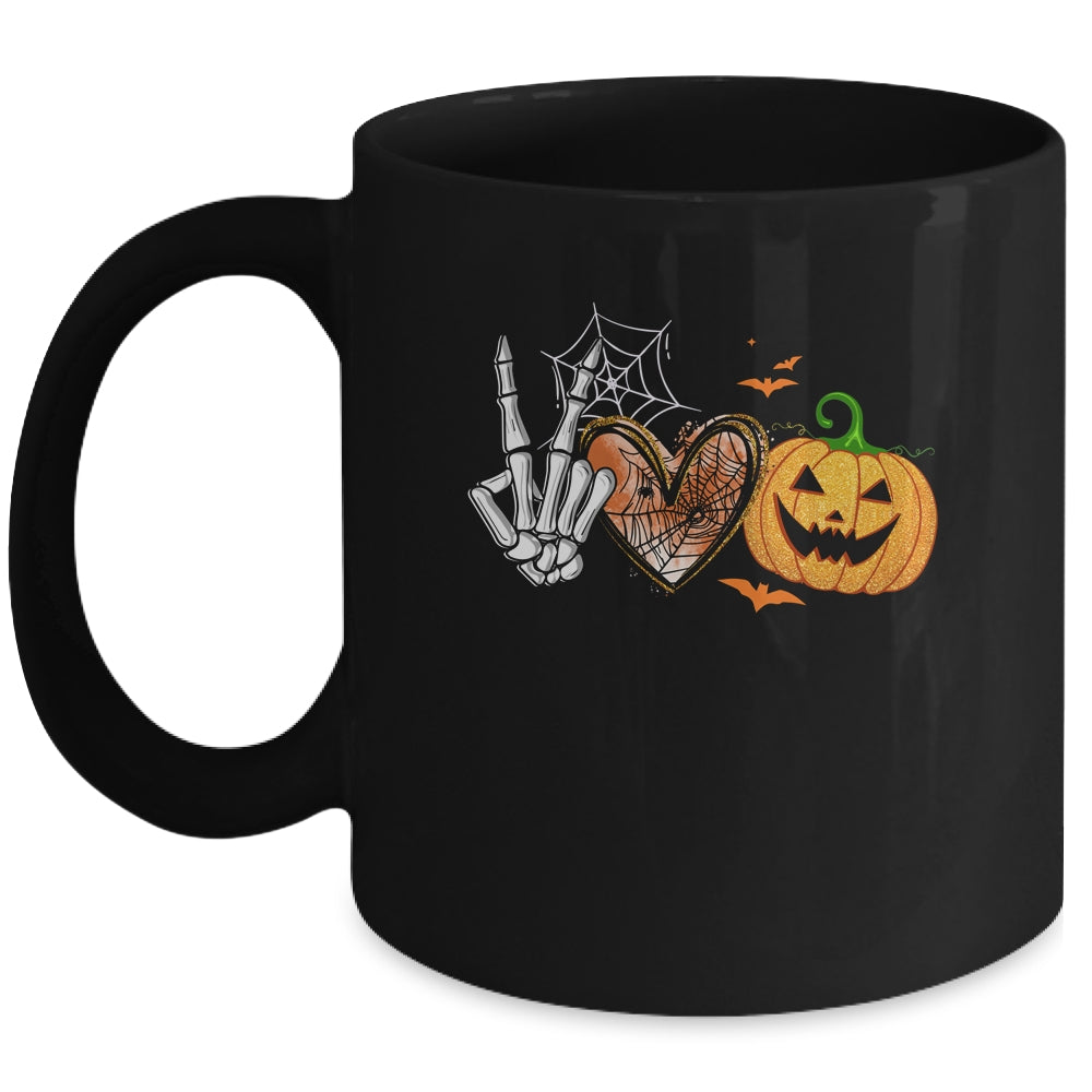 Peace Love Pumpkin Skeleton Halloween Costume For Women Mug | teecentury