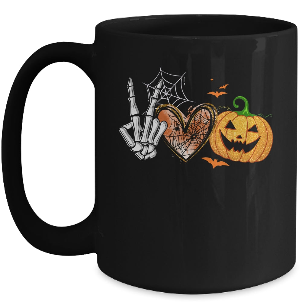 Peace Love Pumpkin Skeleton Halloween Costume For Women Mug | teecentury