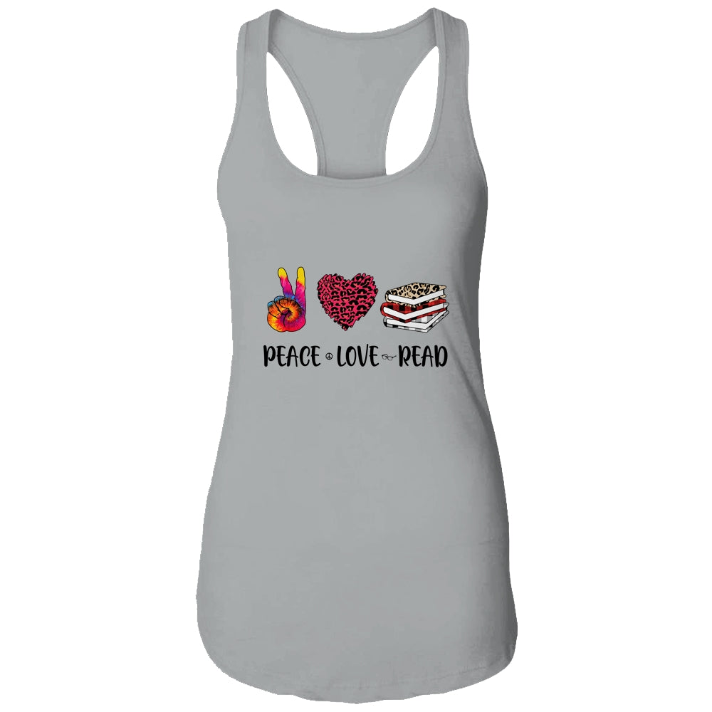 Peace Love Read Book Lover Leopard Women Girls Teacher T-Shirt & Tank Top | Teecentury.com