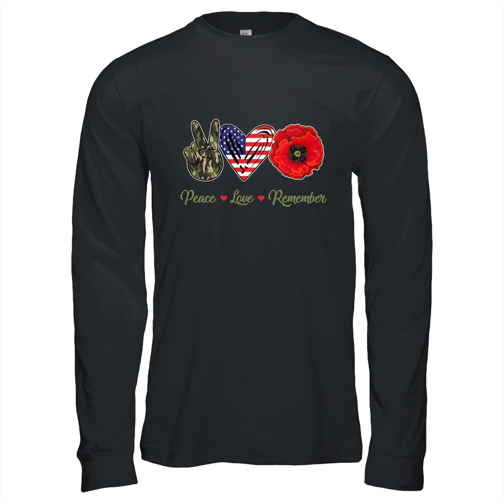 Peace Love Remember Red Poppy Flower Soldier Veteran Day T-Shirt & Hoodie | Teecentury.com
