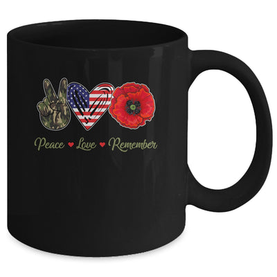 Peace Love Remember Red Poppy Flower Soldier Veteran Day Mug Coffee Mug | Teecentury.com