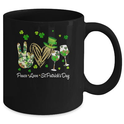 Peace Love St Patricks Day Cheer Drinking Shamrock Mug | teecentury