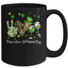 Peace Love St Patricks Day Cheer Drinking Shamrock Mug | teecentury