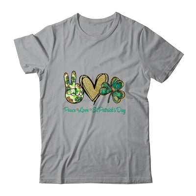 Peace Love St Patricks Day Glitter Shamrock Women Shirt & Hoodie | teecentury